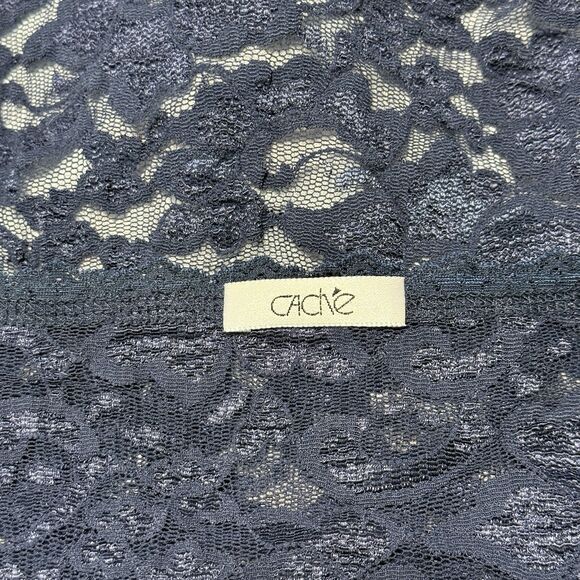 Vtg Cache Sheer Lace Back Top Women Small Floral Sequin Y2K 90s Fairygrunge Boho - Picture 9 of 11